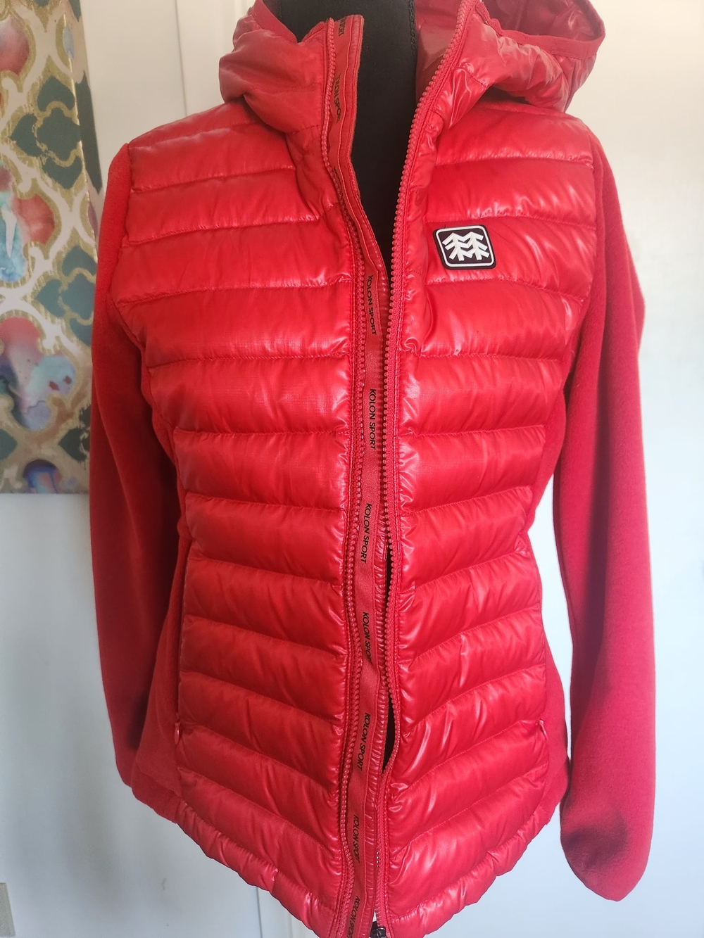 Kolon Sport Red Quilted Hooded Jacket - Women